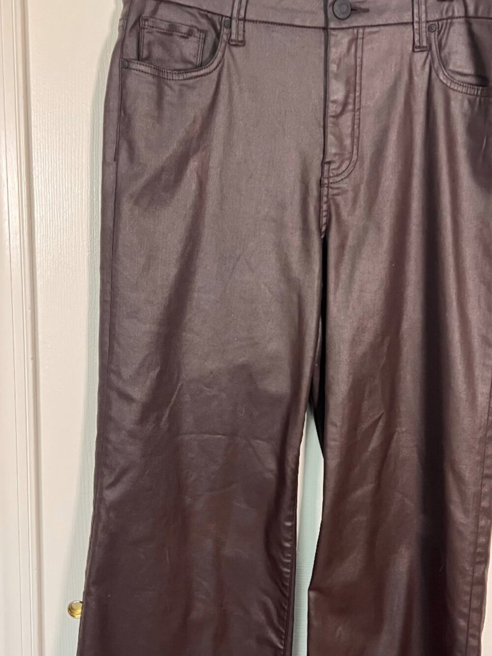 KUT from the Kloth Meg Fab AB Wide Leg High Rise Pants Brown Size 10 - Picture 4 of 8